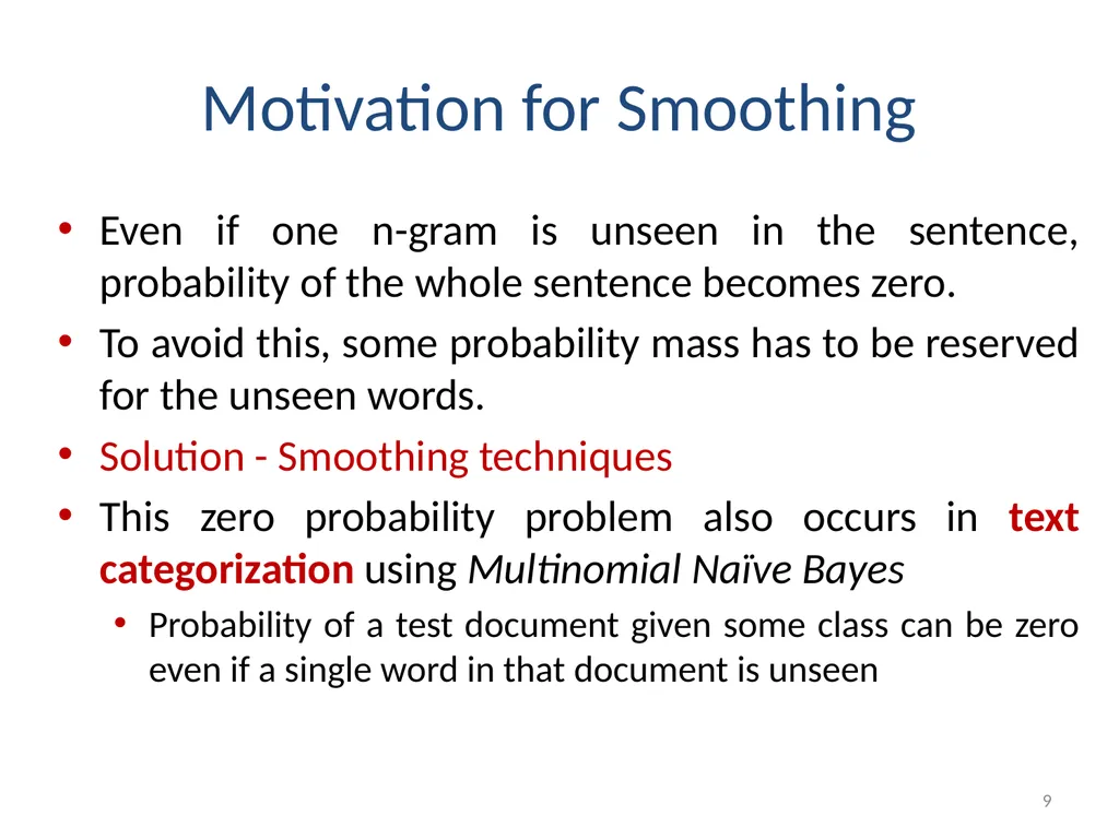 Smoothing Techniques – A Primer Deepak Suyel - slide 9 of 49