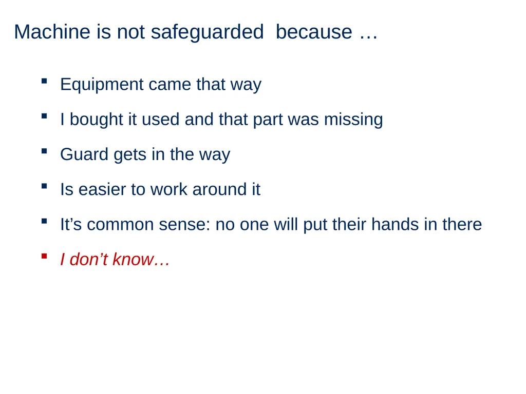 Machine Guarding and Amputation Hazards - slide 6 of 48