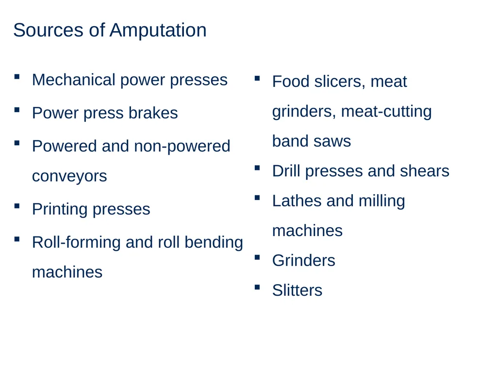 Machine Guarding and Amputation Hazards - slide 13 of 48