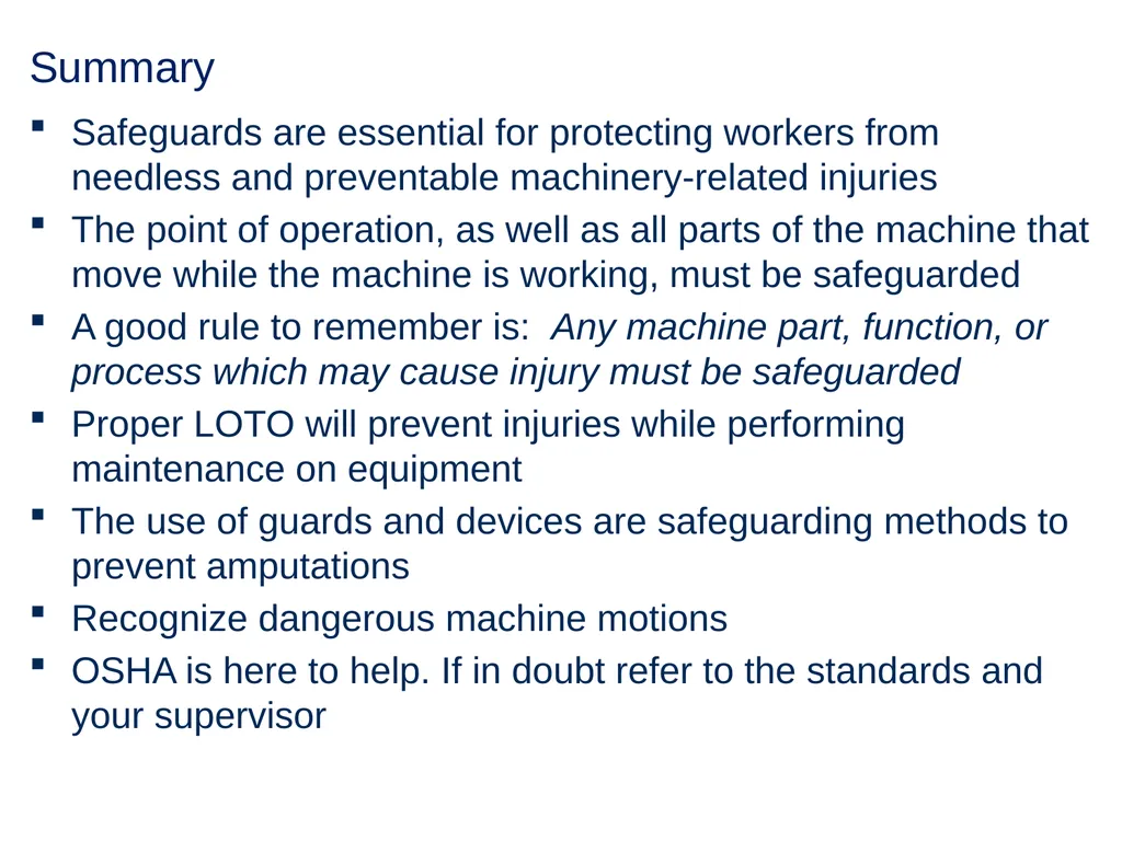 Machine Guarding and Amputation Hazards - slide 46 of 48