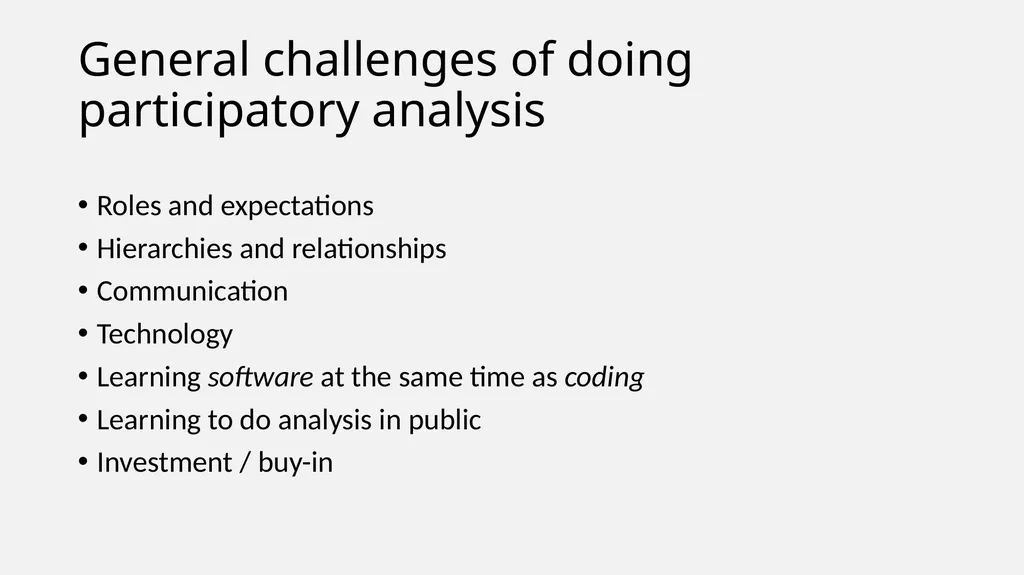 Participatory Analysis and Collaborative Coding - slide 6 of 18