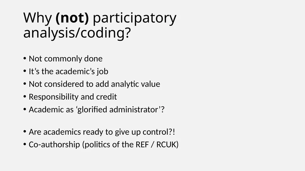 Participatory Analysis and Collaborative Coding - slide 4 of 18