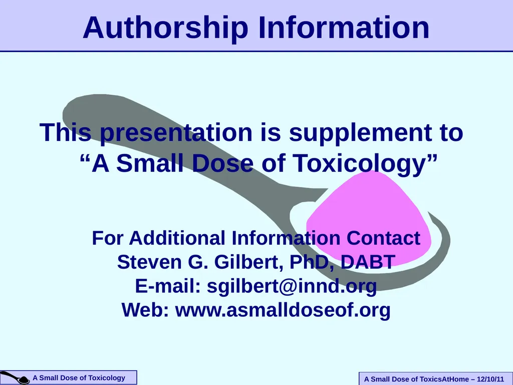 An Introduction To The Health Effects of Toxic - slide 33 of 33