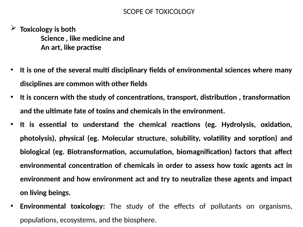 TOXICOLOGY B. Sc. THIRD YEAR PAPER – i - slide 5 of 12