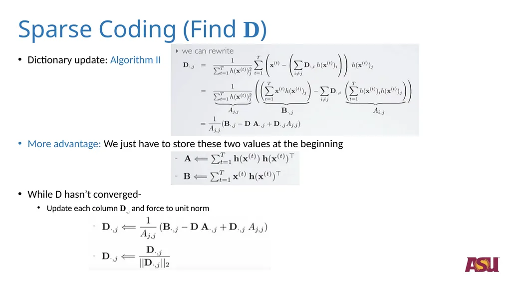 Optimizations in Sparce Coding Unlabeled data is - slide 10 of 13