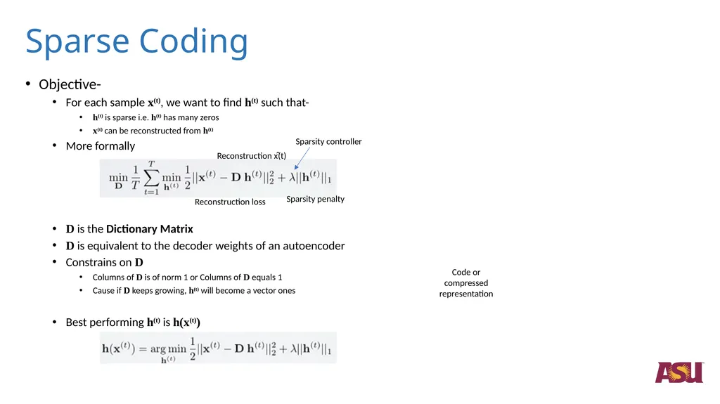 Optimizations in Sparce Coding Unlabeled data is - slide 3 of 13
