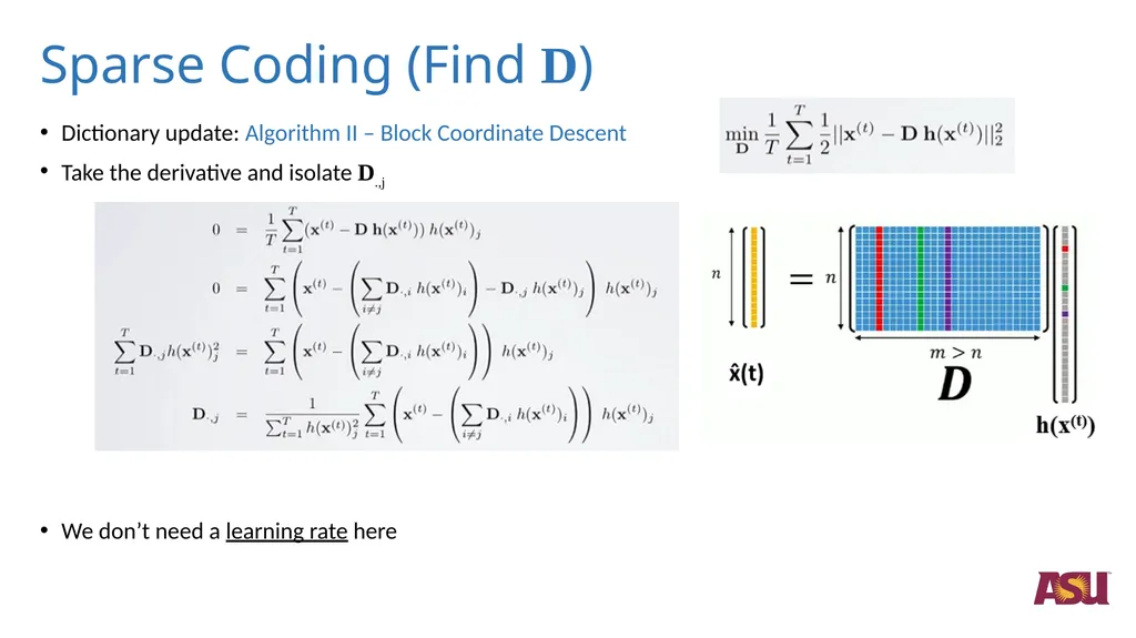 Optimizations in Sparce Coding Unlabeled data is - slide 9 of 13