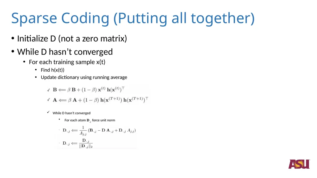 Optimizations in Sparce Coding Unlabeled data is - slide 13 of 13