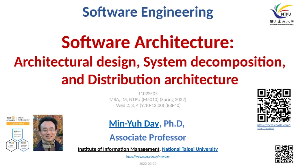 Software Architecture: Architectural design, - slide 1 of 81