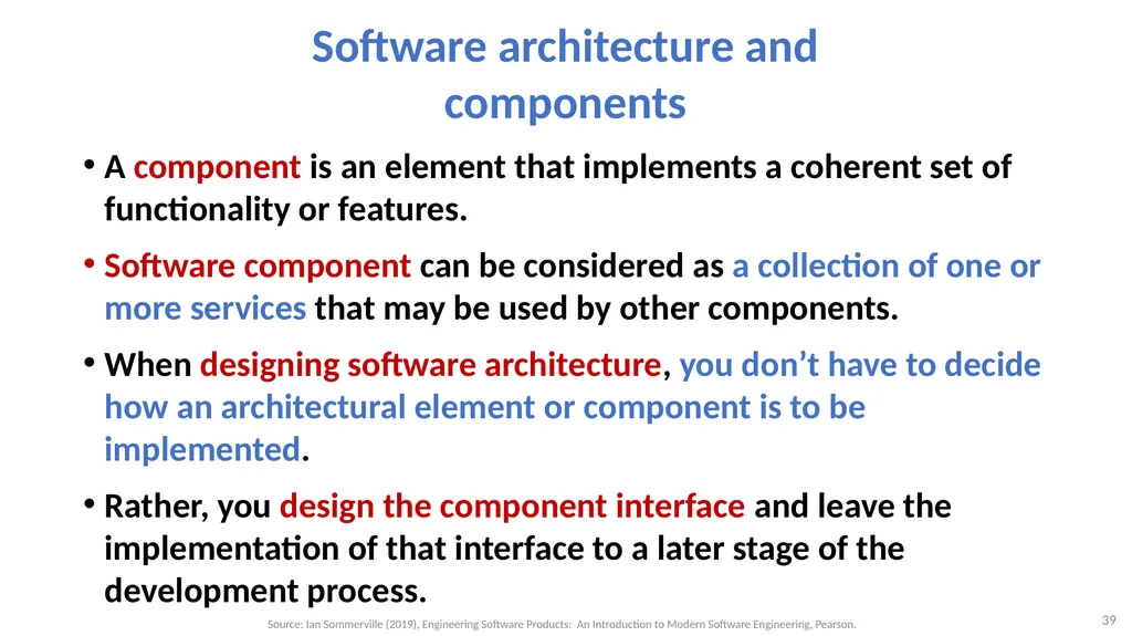 Software Architecture: Architectural design, - slide 39 of 81
