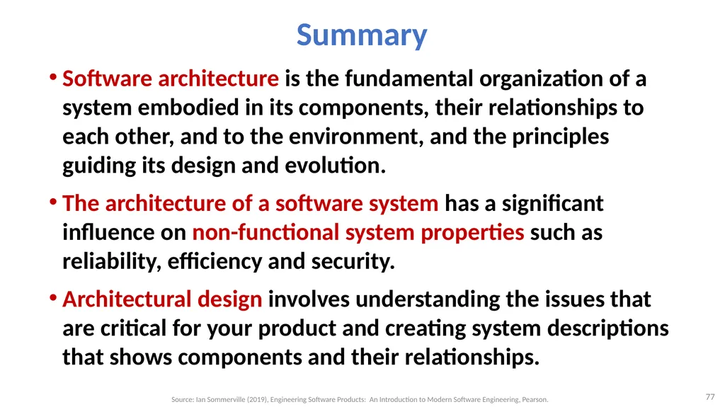 Software Architecture: Architectural design, - slide 77 of 81
