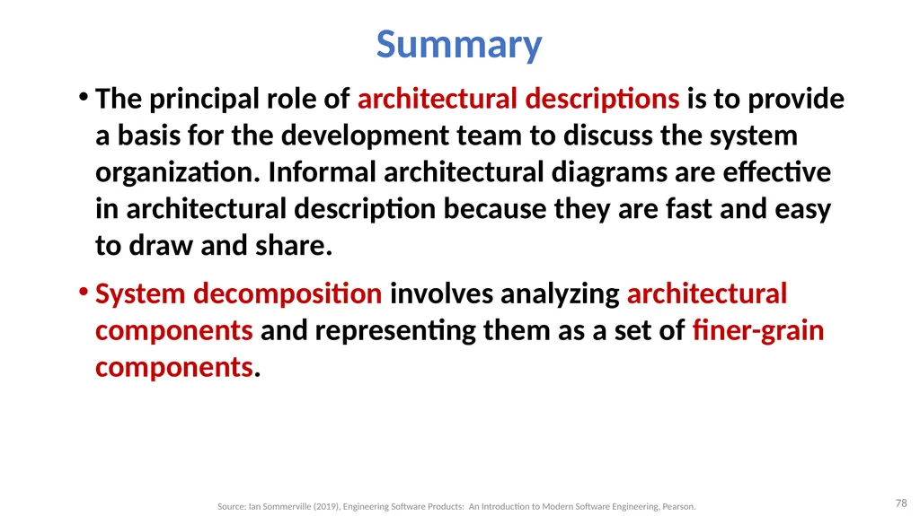 Software Architecture: Architectural design, - slide 78 of 81
