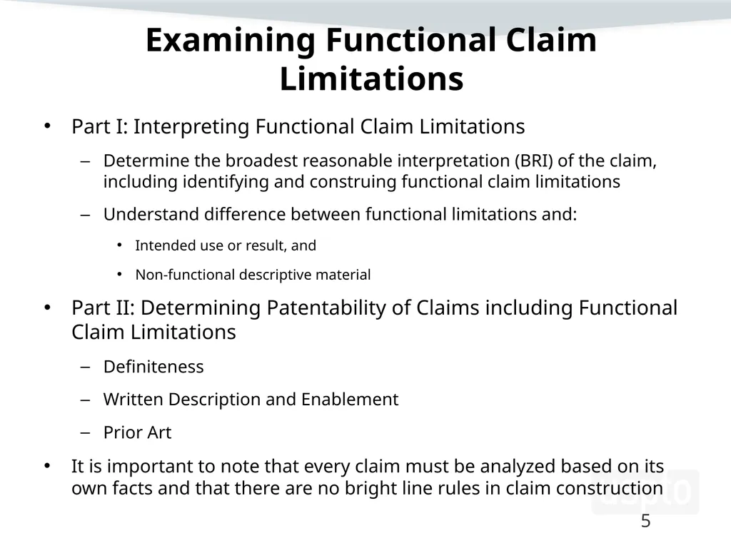 Examining Functional Claim Limitations: Focus on - slide 5 of 33