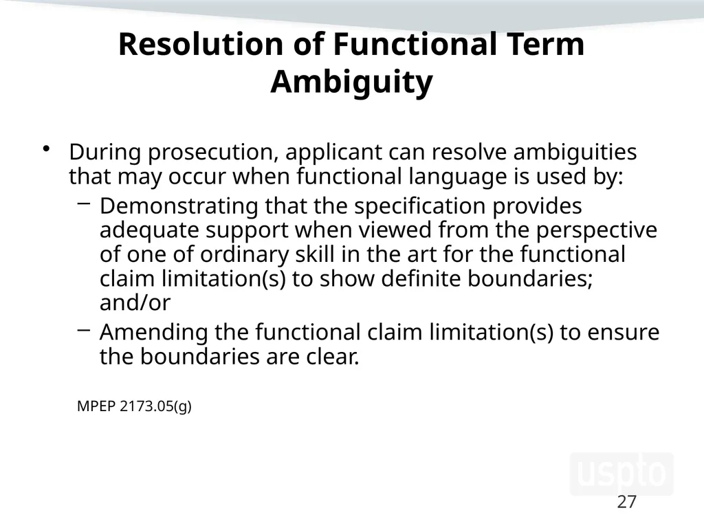 Examining Functional Claim Limitations: Focus on - slide 27 of 33