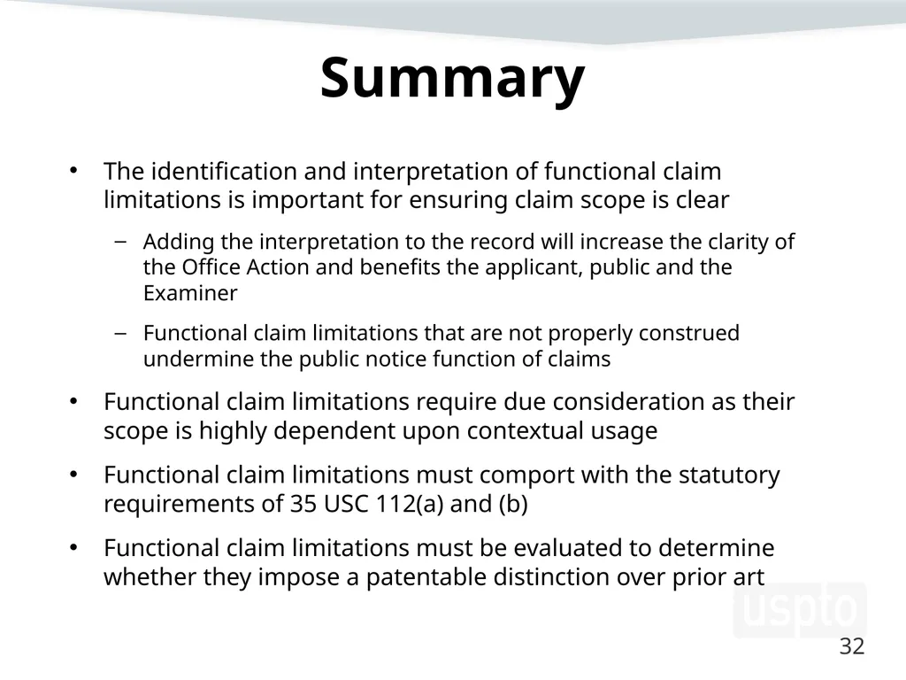 Examining Functional Claim Limitations: Focus on - slide 32 of 33