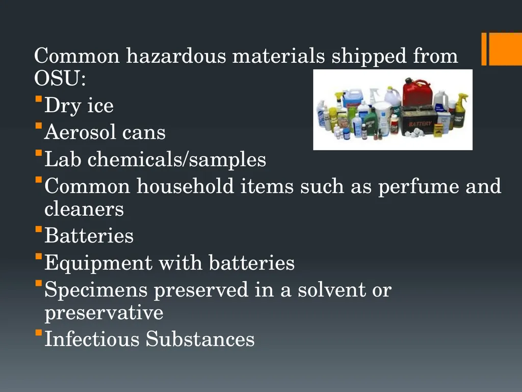 Shipping and Receiving Hazardous Materials - slide 10 of 21