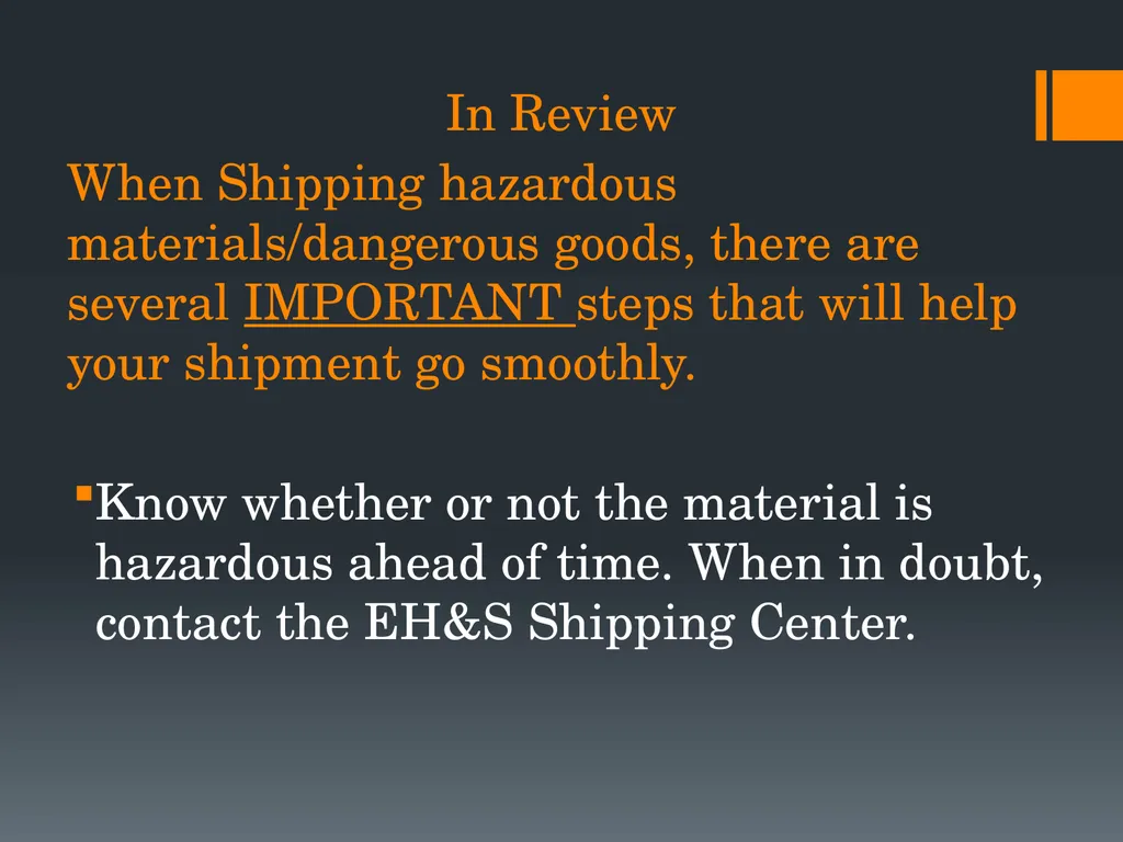 Shipping and Receiving Hazardous Materials - slide 18 of 21