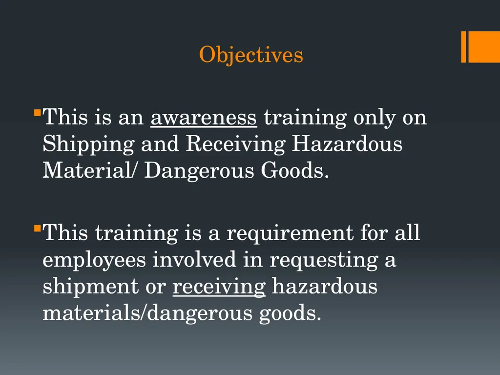 Shipping and Receiving Hazardous Materials - slide 3 of 21
