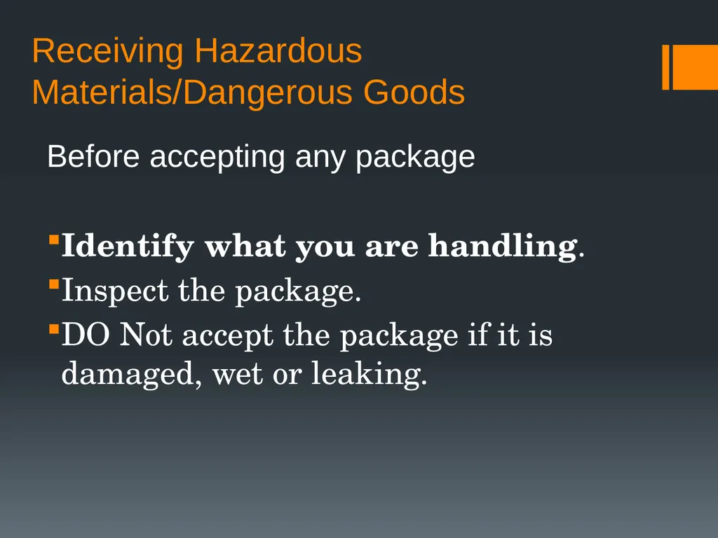 Shipping and Receiving Hazardous Materials - slide 13 of 21