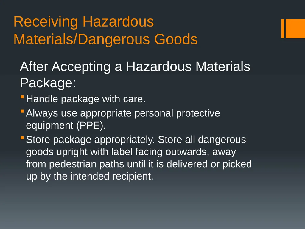 Shipping and Receiving Hazardous Materials - slide 14 of 21