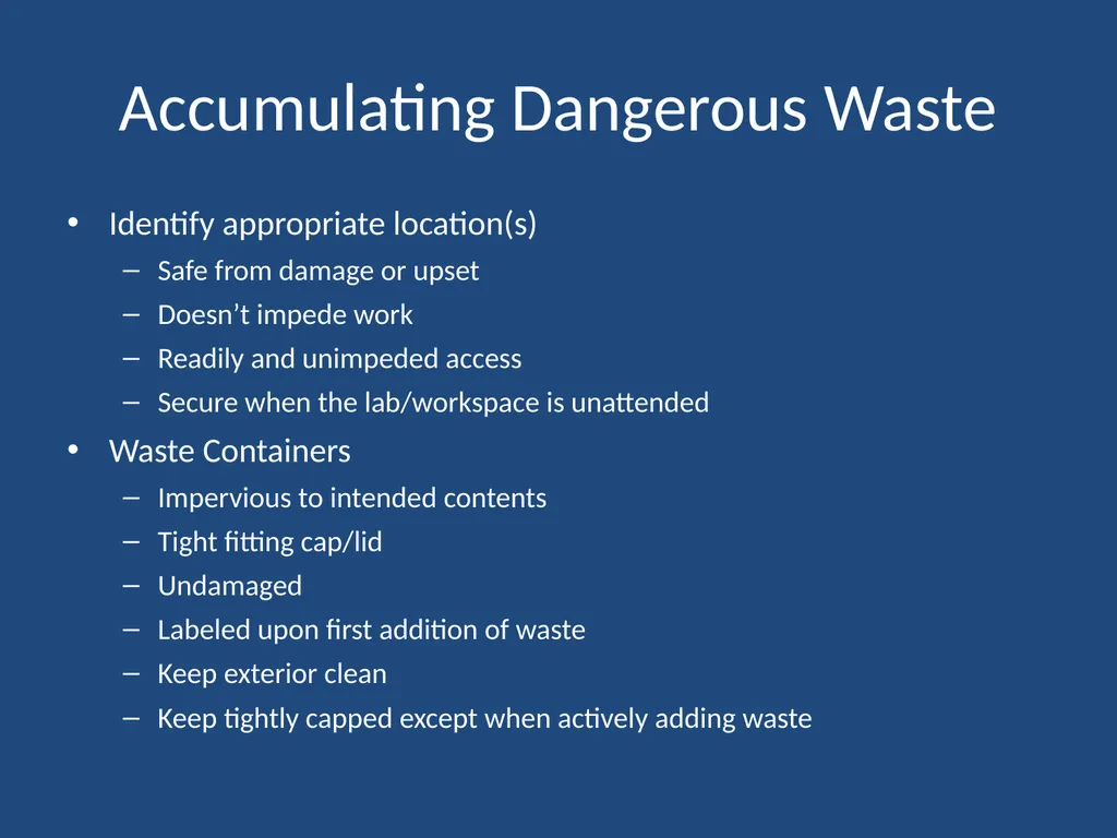 Waste Management Information Dangerous Waste - slide 10 of 17