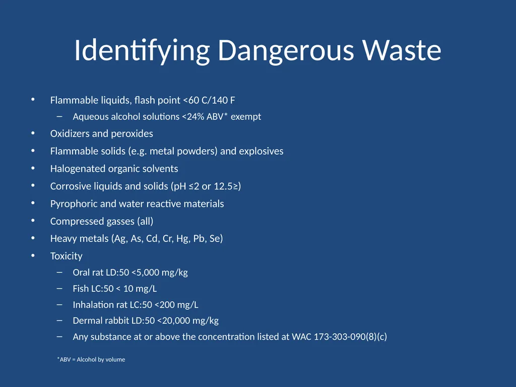 Waste Management Information Dangerous Waste - slide 6 of 17
