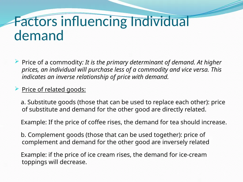 BUSINESS ECONOMICS UNIT 2 Demand - Meaning Demand - slide 15 of 50