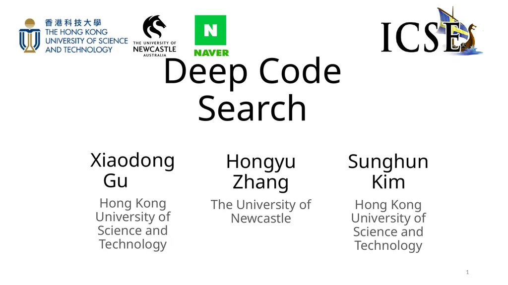 Deep Code Search Xiaodong Gu Hong Kong University - slide 1 of 21