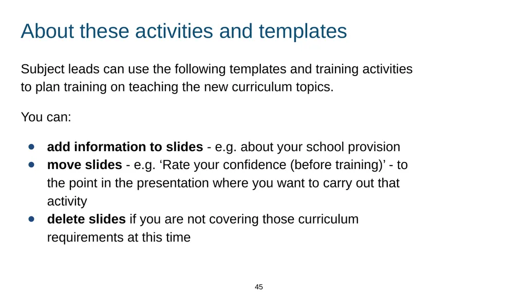 Training module Teaching mental wellbeing Part of: - slide 45 of 62