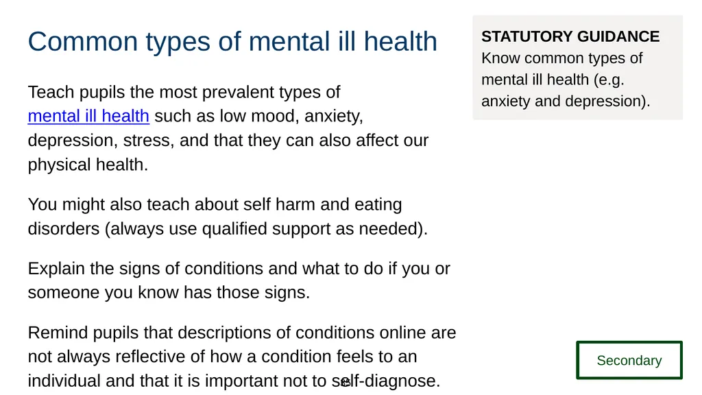 Training module Teaching mental wellbeing Part of: - slide 35 of 62
