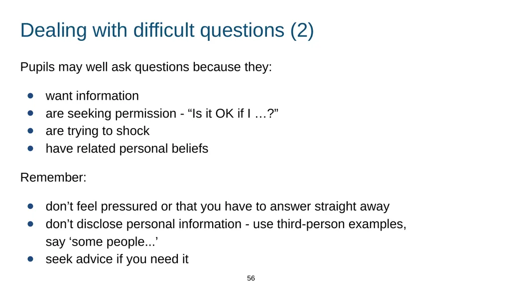Training module Teaching mental wellbeing Part of: - slide 56 of 62