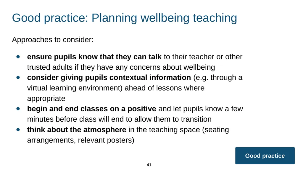 Training module Teaching mental wellbeing Part of: - slide 41 of 62