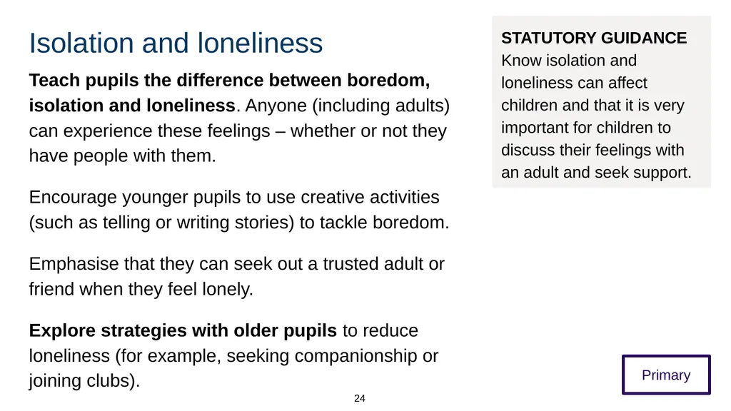 Training module Teaching mental wellbeing Part of: - slide 24 of 62