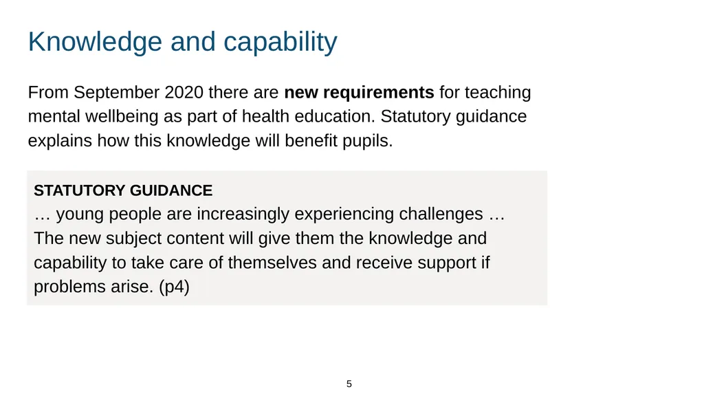 Training module Teaching mental wellbeing Part of: - slide 5 of 62