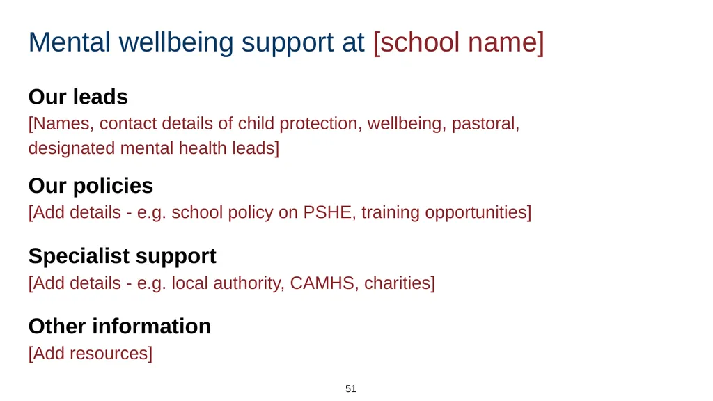 Training module Teaching mental wellbeing Part of: - slide 51 of 62