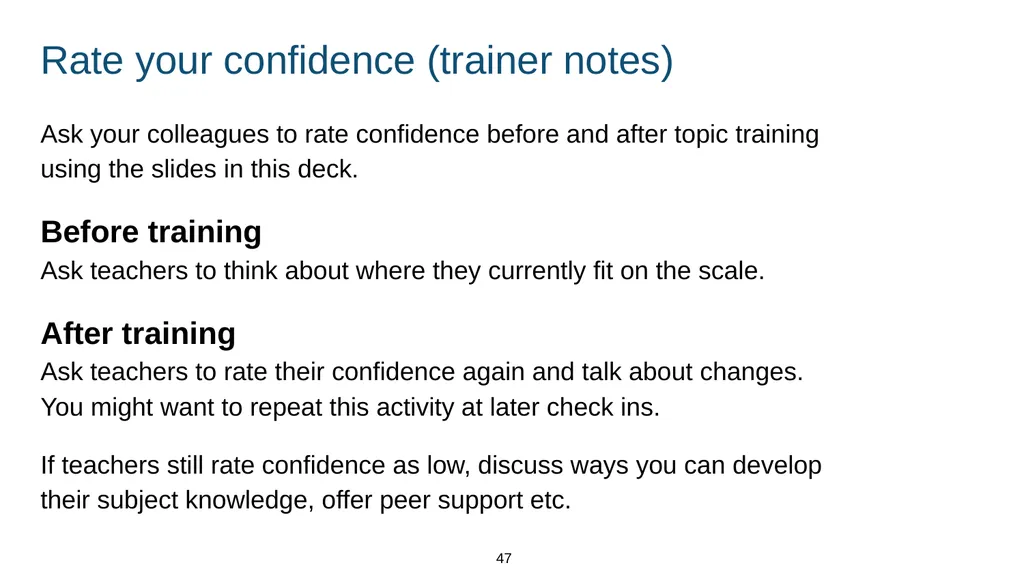 Training module Teaching mental wellbeing Part of: - slide 47 of 62