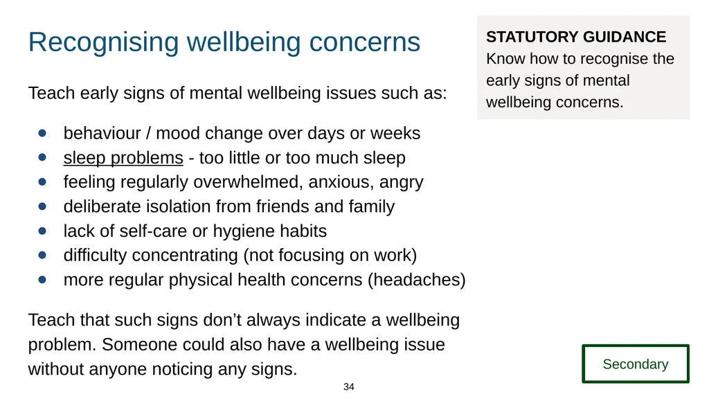 Training module Teaching mental wellbeing Part of: - slide 34 of 62