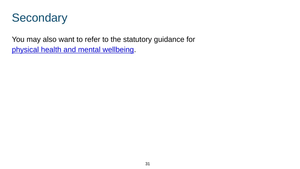 Training module Teaching mental wellbeing Part of: - slide 31 of 62