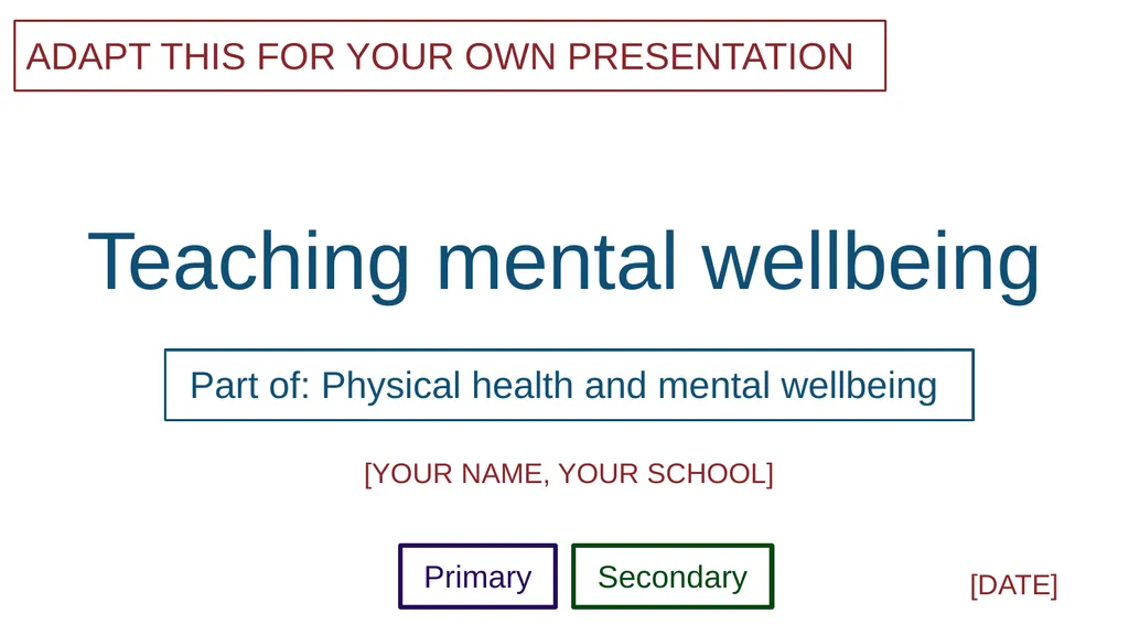 Training module Teaching mental wellbeing Part of: - slide 58 of 62