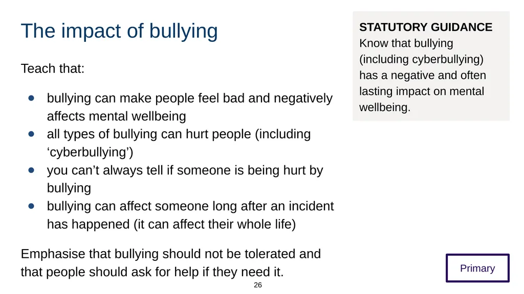 Training module Teaching mental wellbeing Part of: - slide 26 of 62
