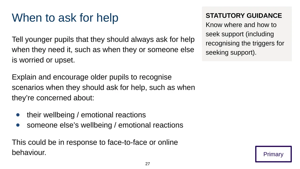 Training module Teaching mental wellbeing Part of: - slide 27 of 62