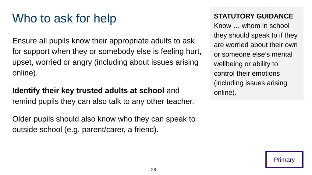 Training module Teaching mental wellbeing Part of: - slide 28 of 62