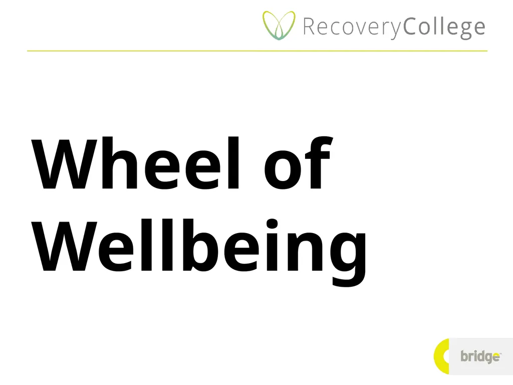 Wheel of Wellbeing A flat tyre… Makes it difficult - slide 1 of 12