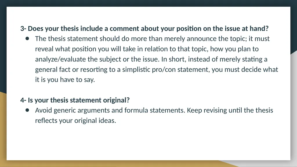 The Writing and Reading Center Thesis Statements - slide 7 of 12