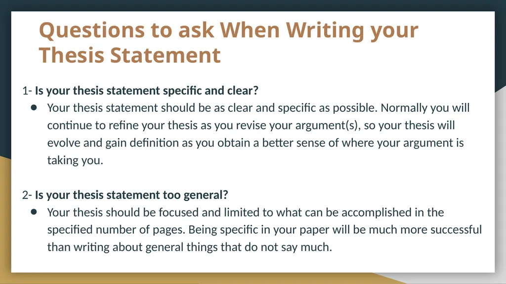 The Writing and Reading Center Thesis Statements - slide 6 of 12