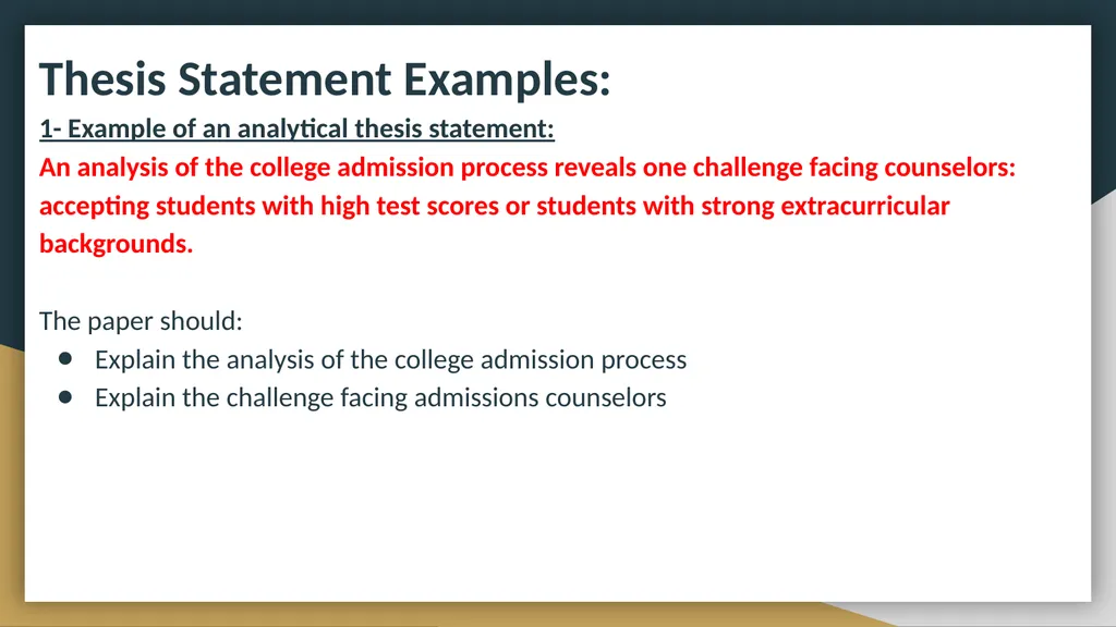 The Writing and Reading Center Thesis Statements - slide 4 of 12