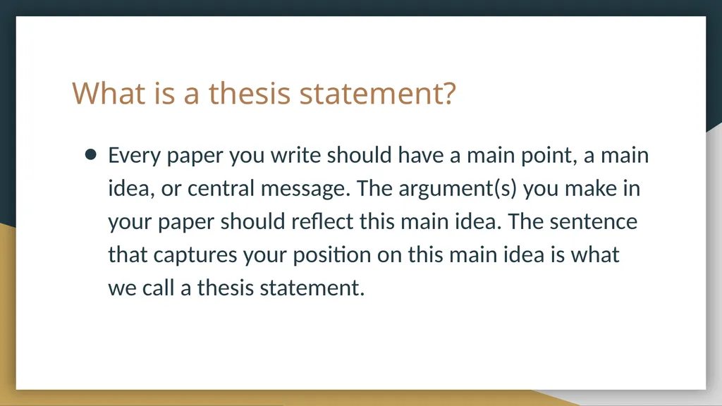 The Writing and Reading Center Thesis Statements - slide 2 of 12