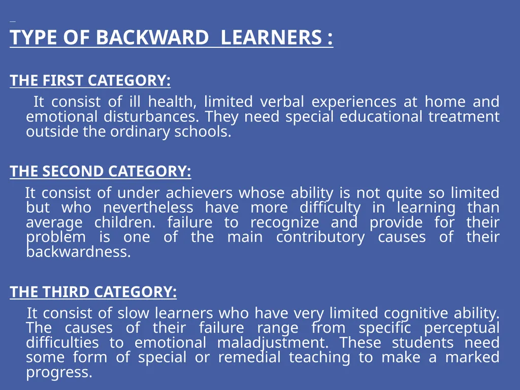 SLOW LEARNERS INTRODUCTION Who is a slow learner? - slide 5 of 14