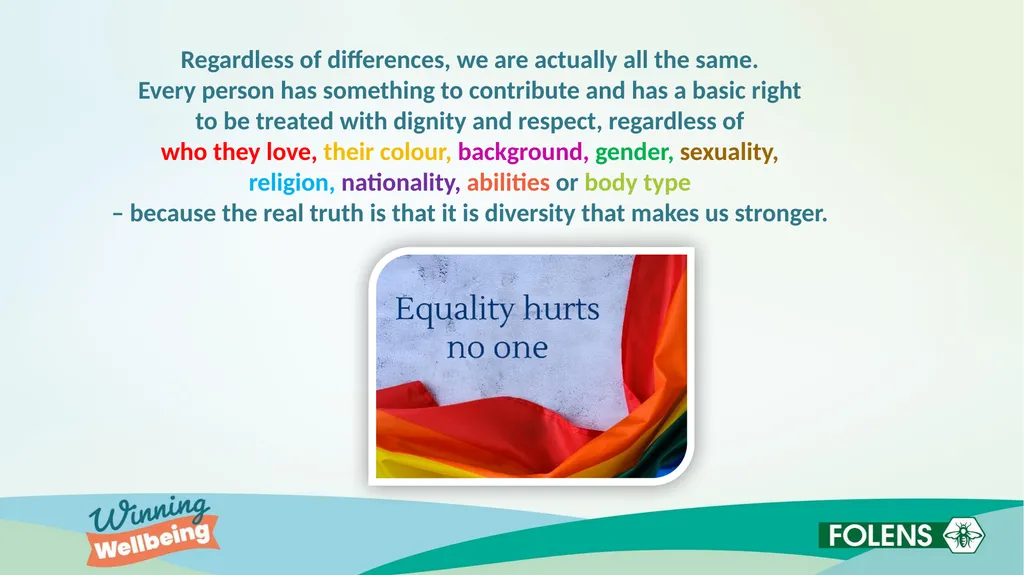 Inclusion for all WINNING WELLBEING Diversity - slide 3 of 5