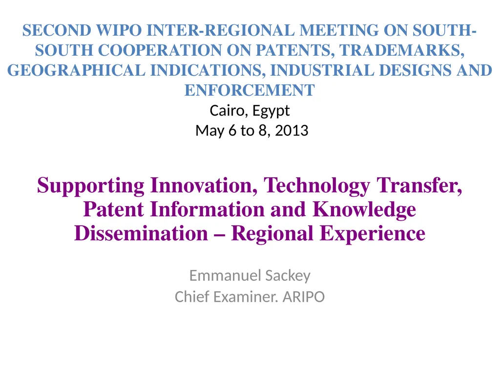 SECOND WIPO INTER-REGIONAL MEETING ON SOUTH-SOUTH
